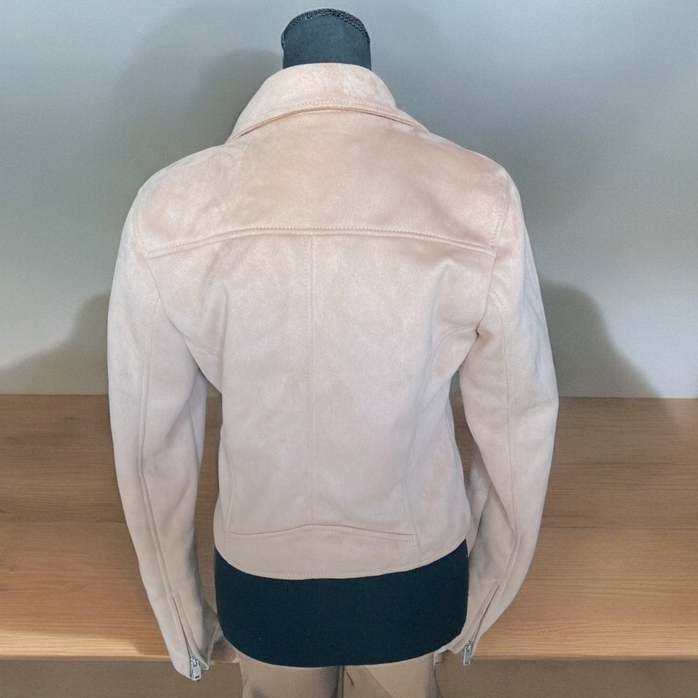 ABERCROMBIE & FITCH Vegan Suede Cropped Moto Jacket Size Medium Color Ai… - Picture 4 of 9